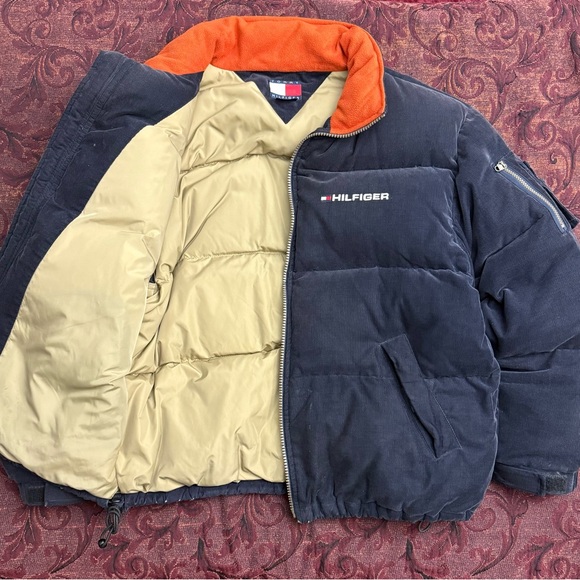 90s Tommy Hilfiger Corduroy Down Puffer Coat - Picture 2 of 6